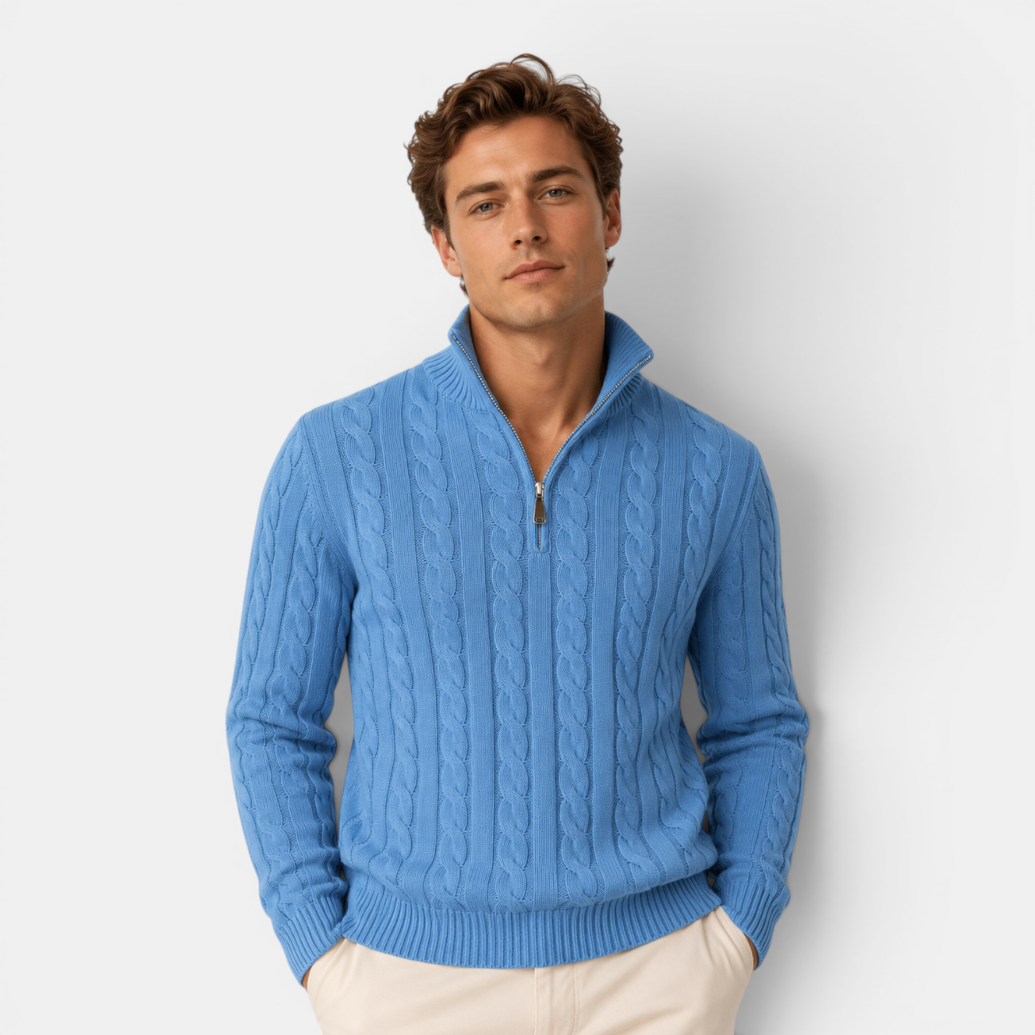 Valeniri | Men's Cable Knit Quarter Zip Sweater Classic Knitwear