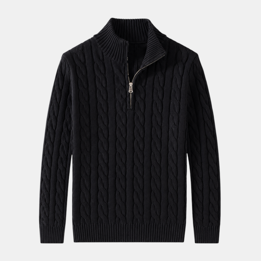 Valeniri | Men's Cable Knit Quarter Zip Sweater Classic Knitwear