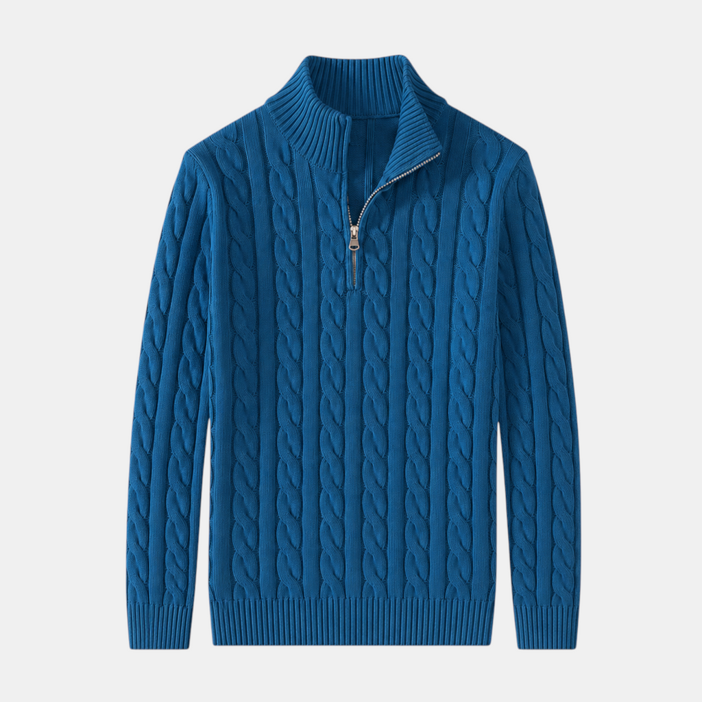 Valeniri | Men's Cable Knit Quarter Zip Sweater Classic Knitwear