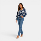 Valeniri | Women's Floral Chiffon Blouse Tie Waist Long Sleeve Top