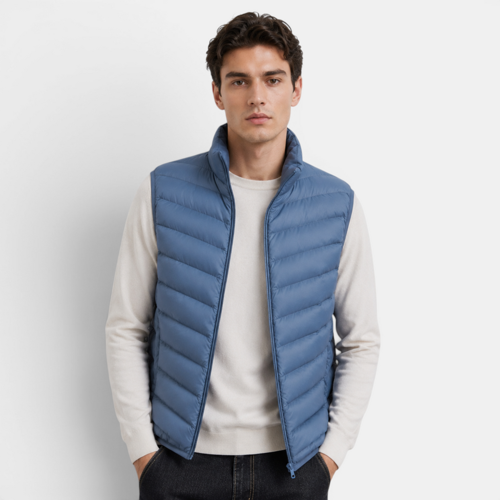 Valeniri | Men's Lightweight Stand Collar Sleeveless Zip Vest Classic Fit