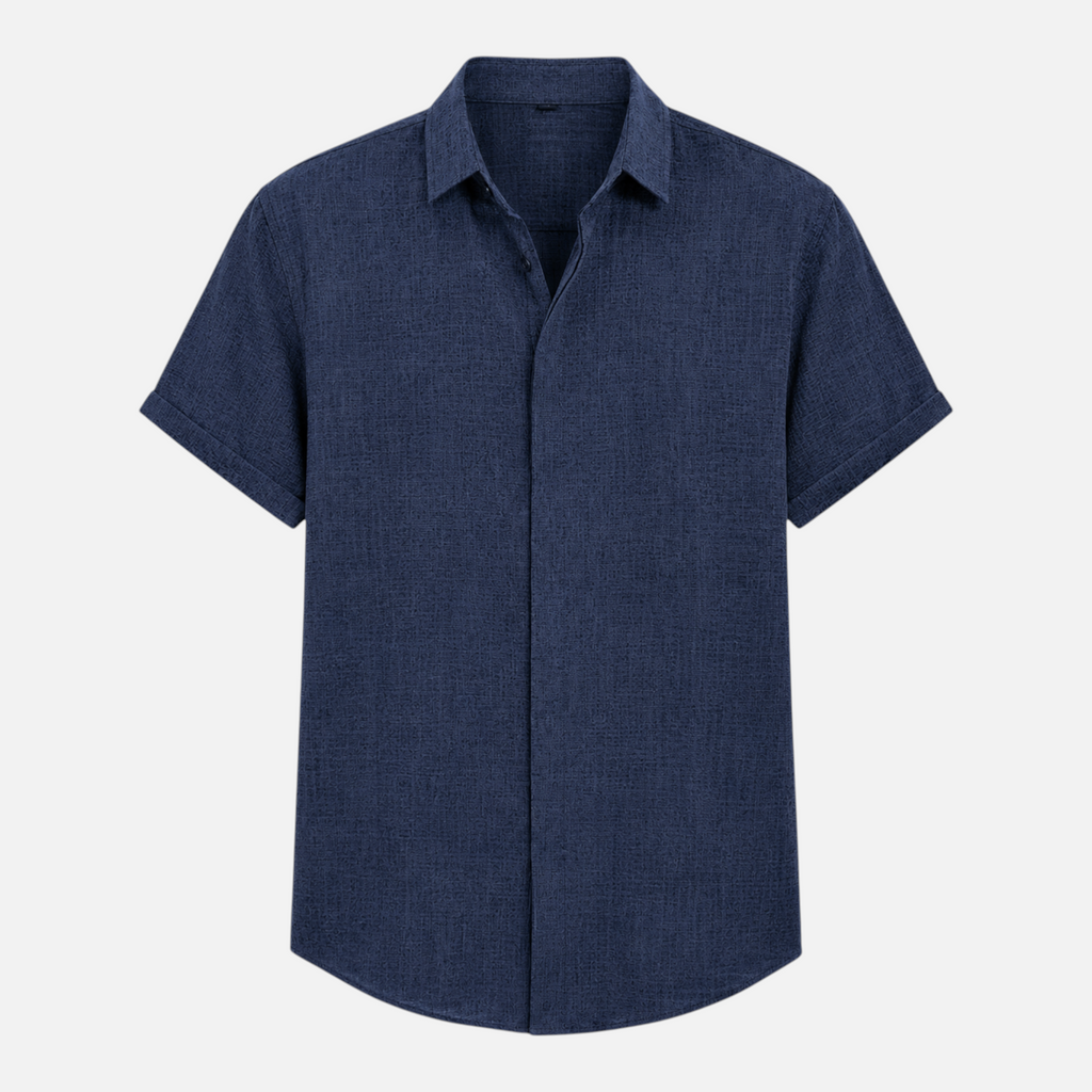 Valeniri | Men's Linen Shirt Short Sleeve Stand Collar for Everyday Wear
