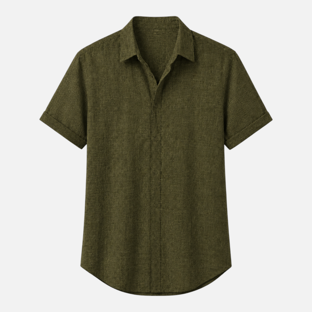 Valeniri | Men's Linen Shirt Short Sleeve Stand Collar for Everyday Wear