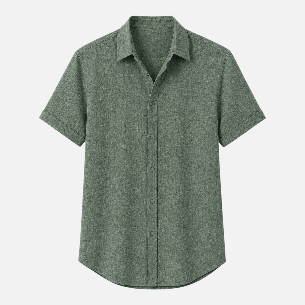 Valeniri | Men's Linen Shirt Short Sleeve Stand Collar for Everyday Wear