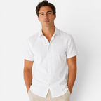 Valeniri | Men's Linen Shirt Short Sleeve Stand Collar for Everyday Wear
