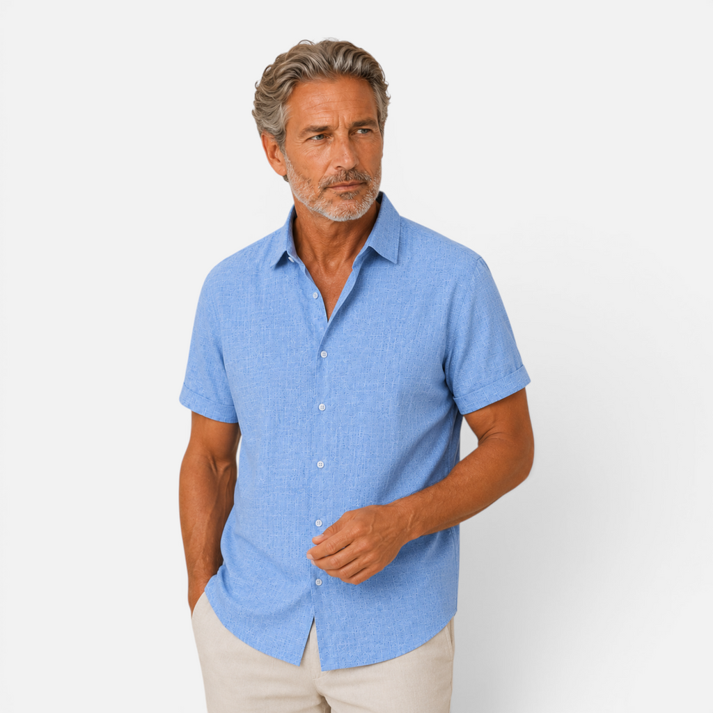 Valeniri | Men's Linen Shirt Short Sleeve Stand Collar for Everyday Wear