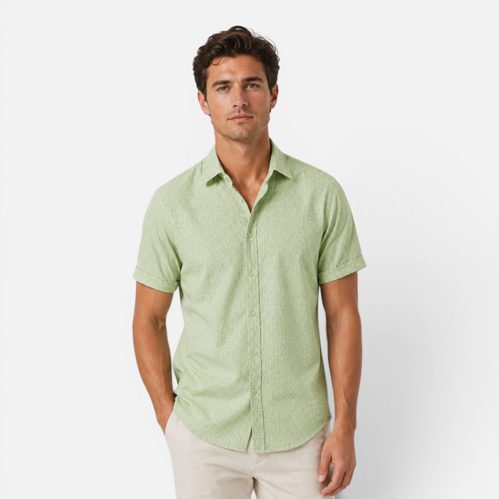 Valeniri | Men's Linen Shirt Short Sleeve Stand Collar for Everyday Wear
