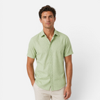 Valeniri | Men's Linen Shirt Short Sleeve Stand Collar for Everyday Wear