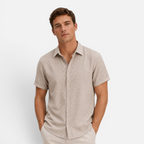 Valeniri | Men's Linen Shirt Short Sleeve Stand Collar for Everyday Wear