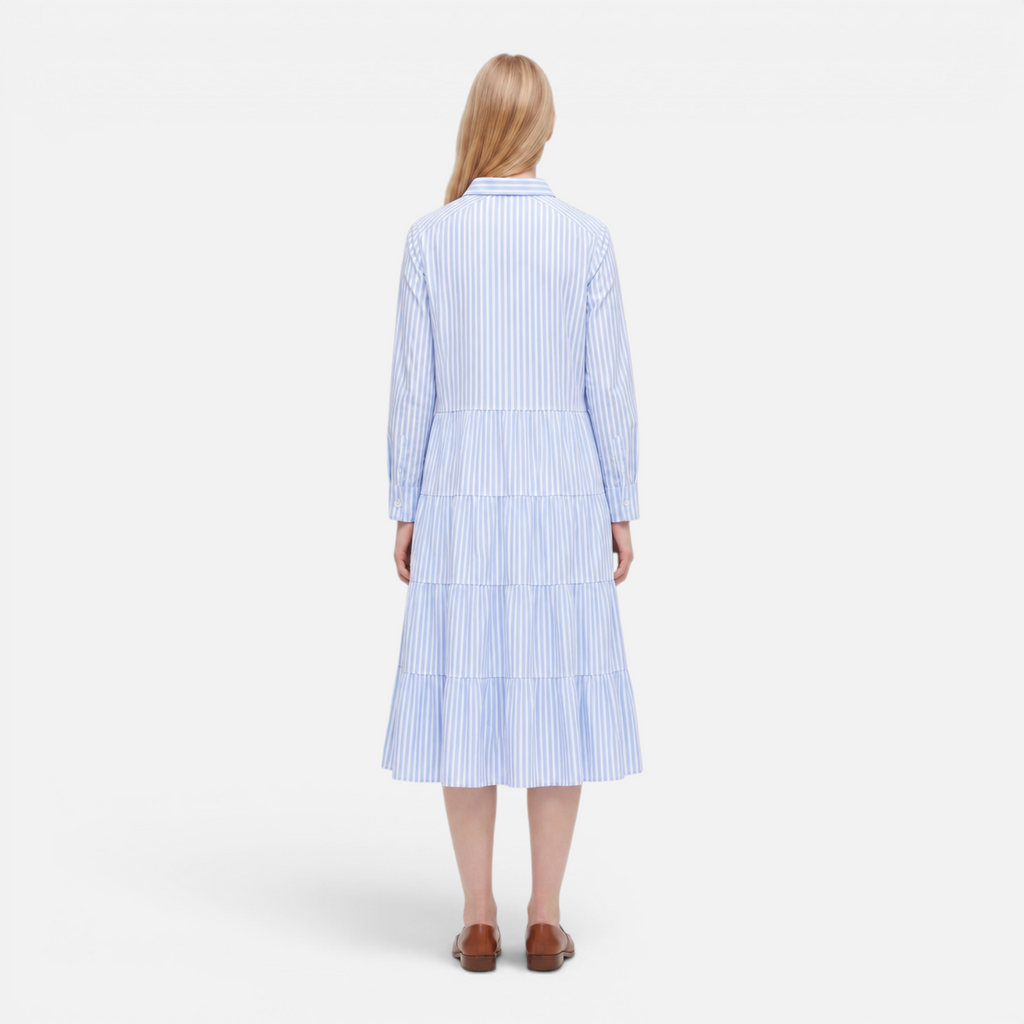 Valeniri | Women's Striped Button-Up Shirt Dress Classic Long Sleeve Dress
