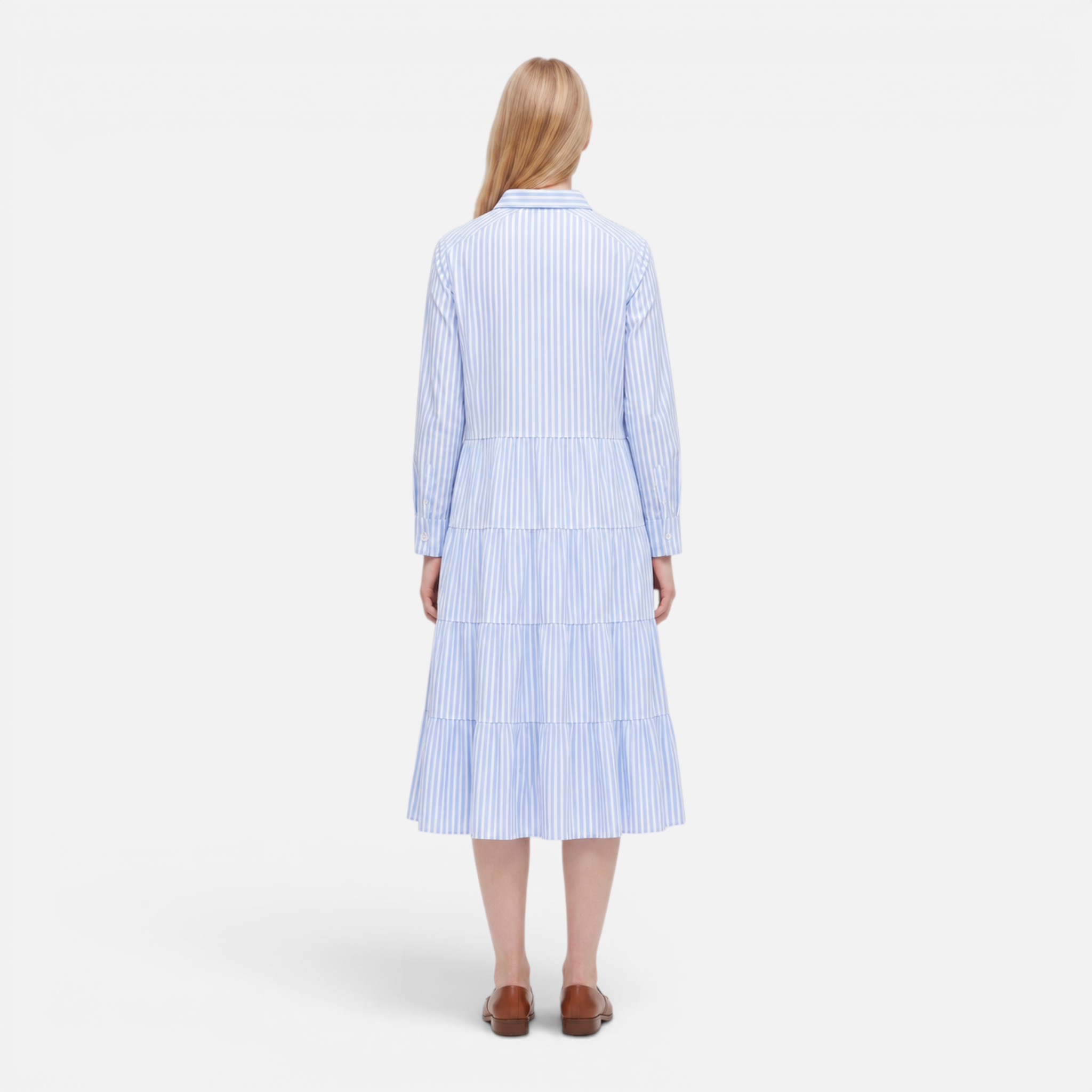 Valeniri | Women's Striped Button-Up Shirt Dress Classic Long Sleeve Dress