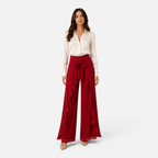 Valeniri | Women's Wide Leg Dress Trousers Lace Up High Waist Pants