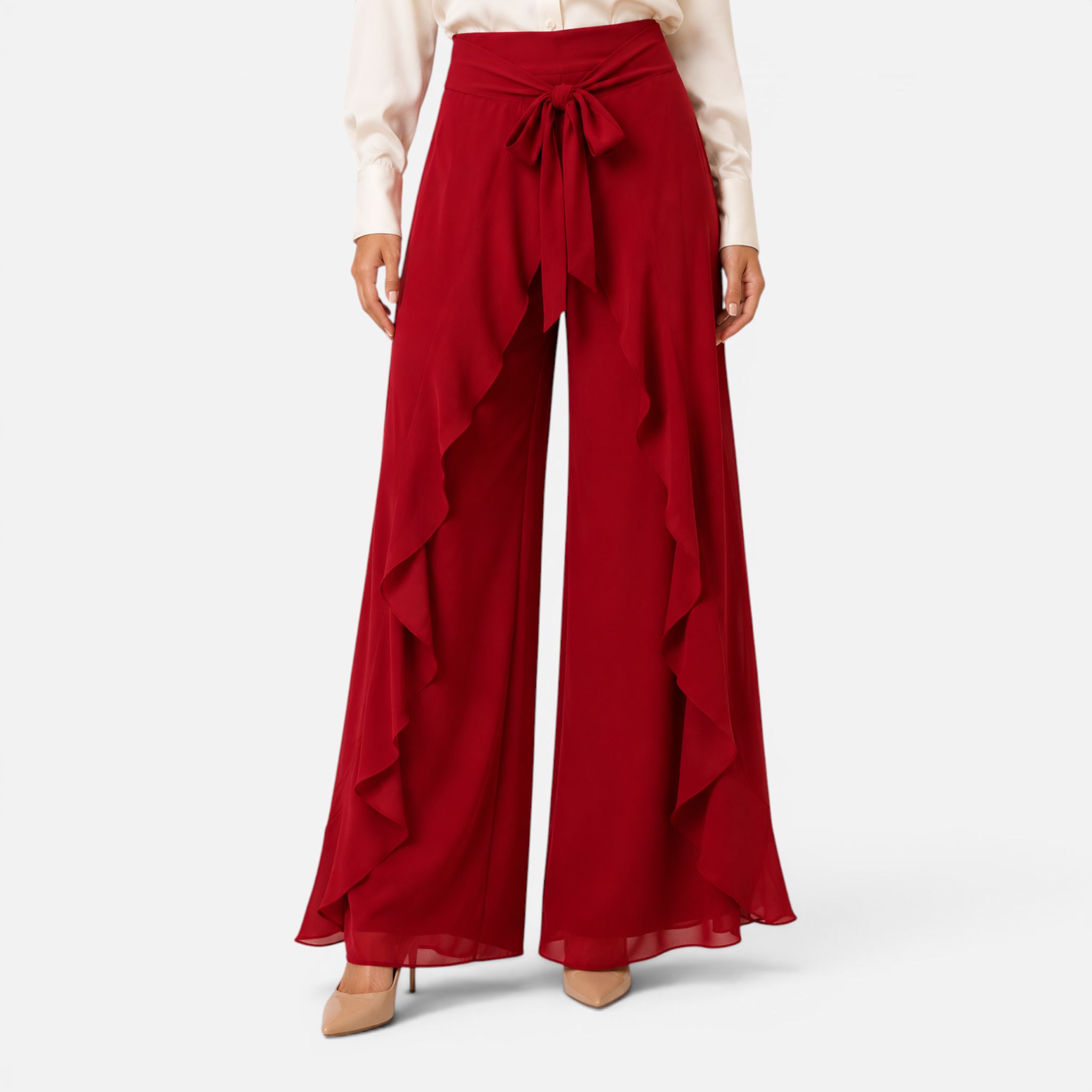 Valeniri | Women's Wide Leg Dress Trousers Lace Up High Waist Pants