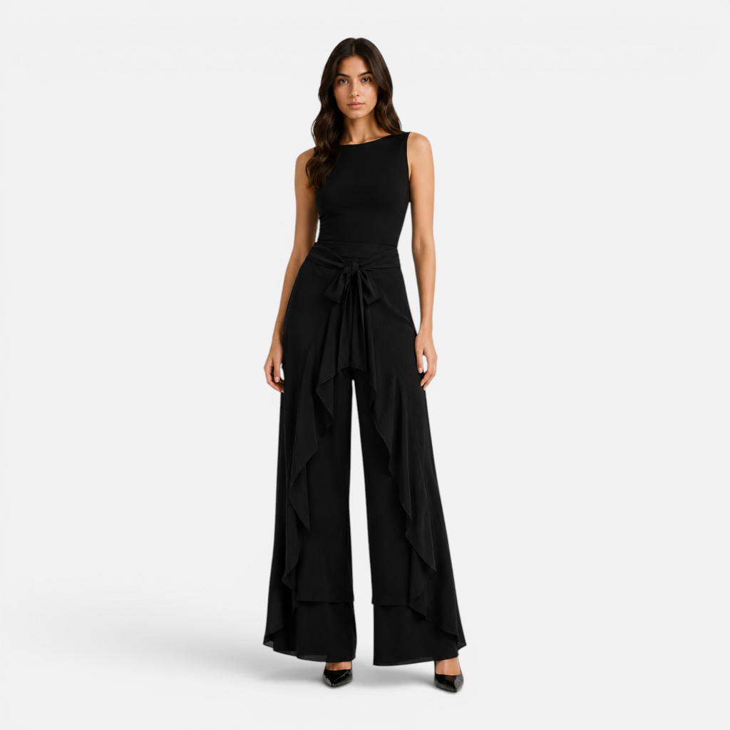 Valeniri | Women's Wide Leg Dress Trousers Lace Up High Waist Pants