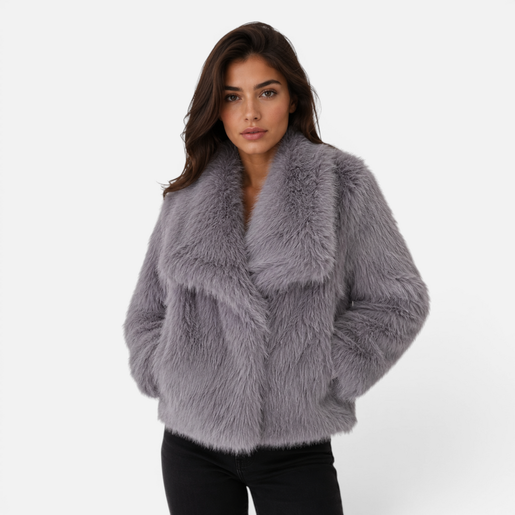 Valeniri | Women's Faux Fur Jacket – Plush Long Sleeve Short Coat