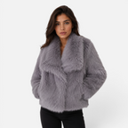 Valeniri | Women's Faux Fur Jacket – Plush Long Sleeve Short Coat