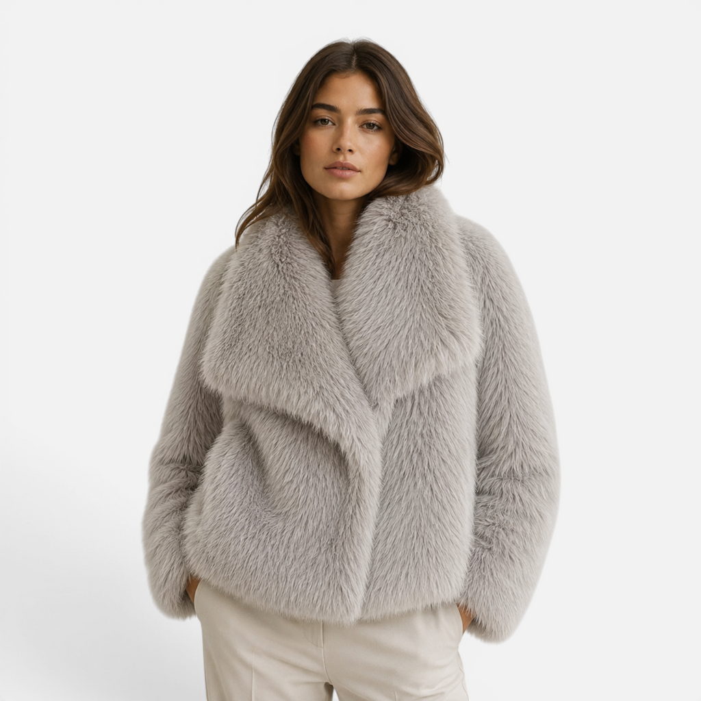 Valeniri | Women's Faux Fur Jacket – Plush Long Sleeve Short Coat