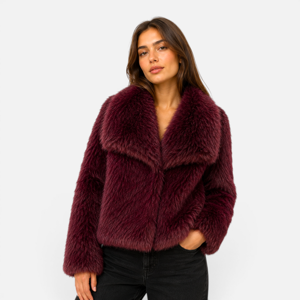 Valeniri | Women's Faux Fur Jacket – Plush Long Sleeve Short Coat