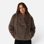 Valeniri | Women's Faux Fur Jacket – Plush Long Sleeve Short Coat