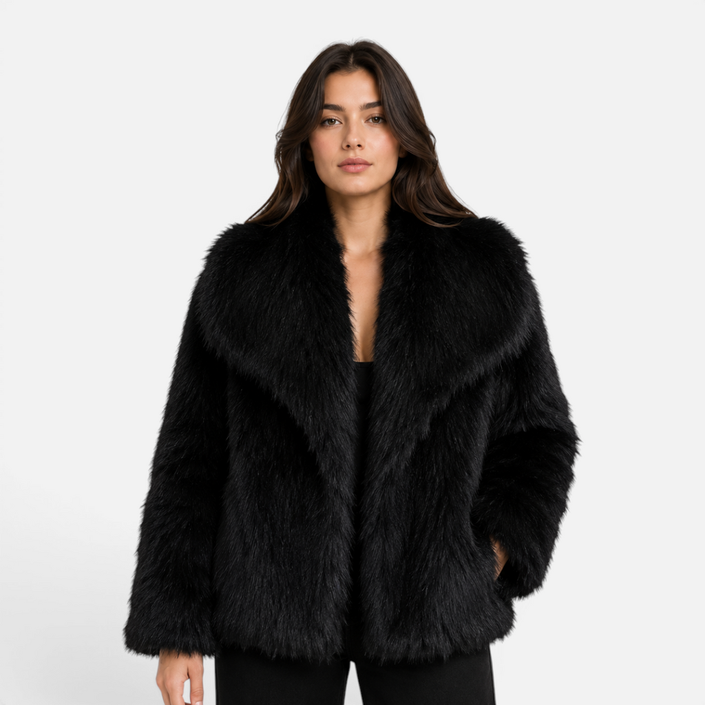 Valeniri | Women's Faux Fur Jacket – Plush Long Sleeve Short Coat