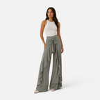 Valeniri | Women's Wide Leg Dress Trousers Lace Up High Waist Pants