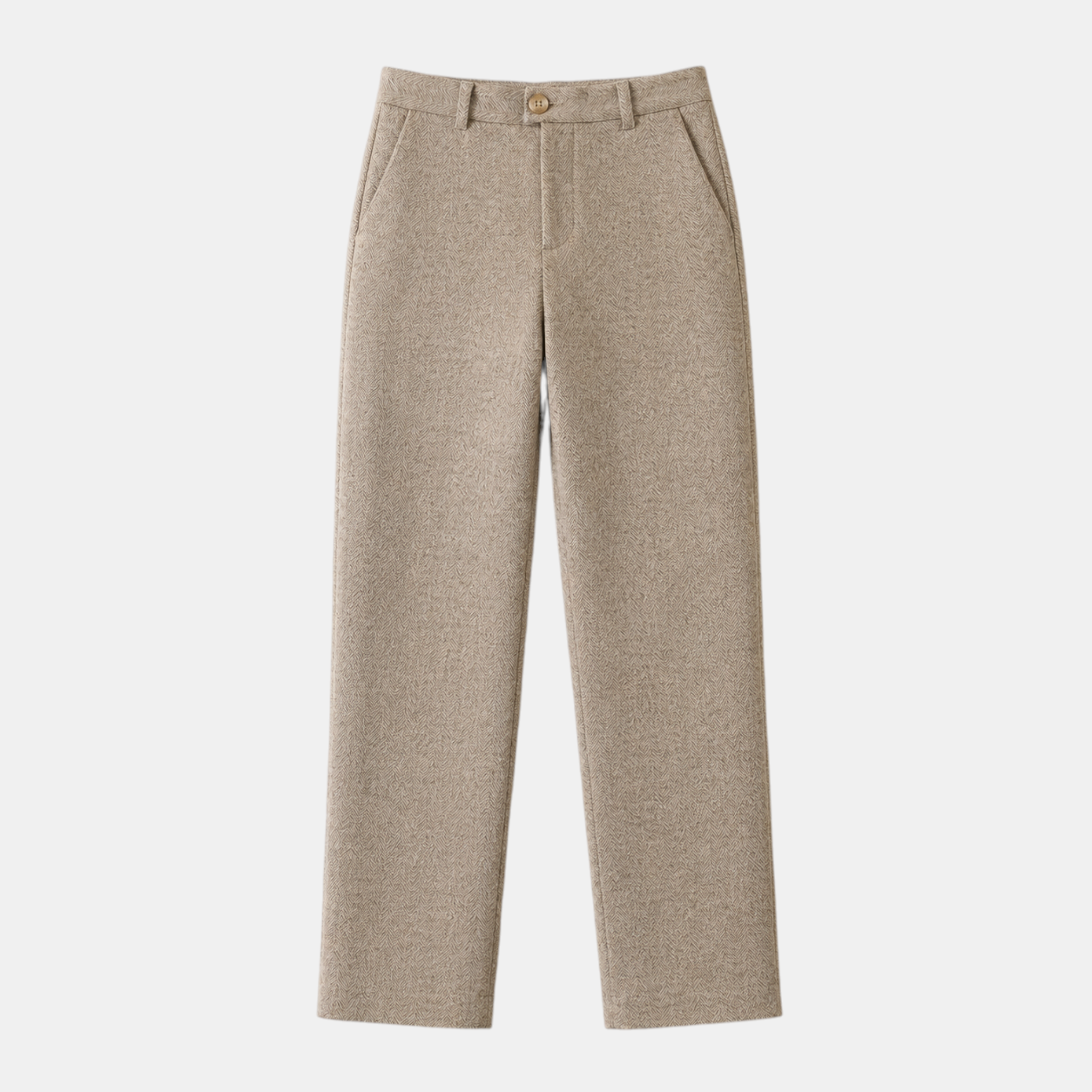 Valeniri | Women's Herringbone Wool Trousers Classic Straight Leg Pants