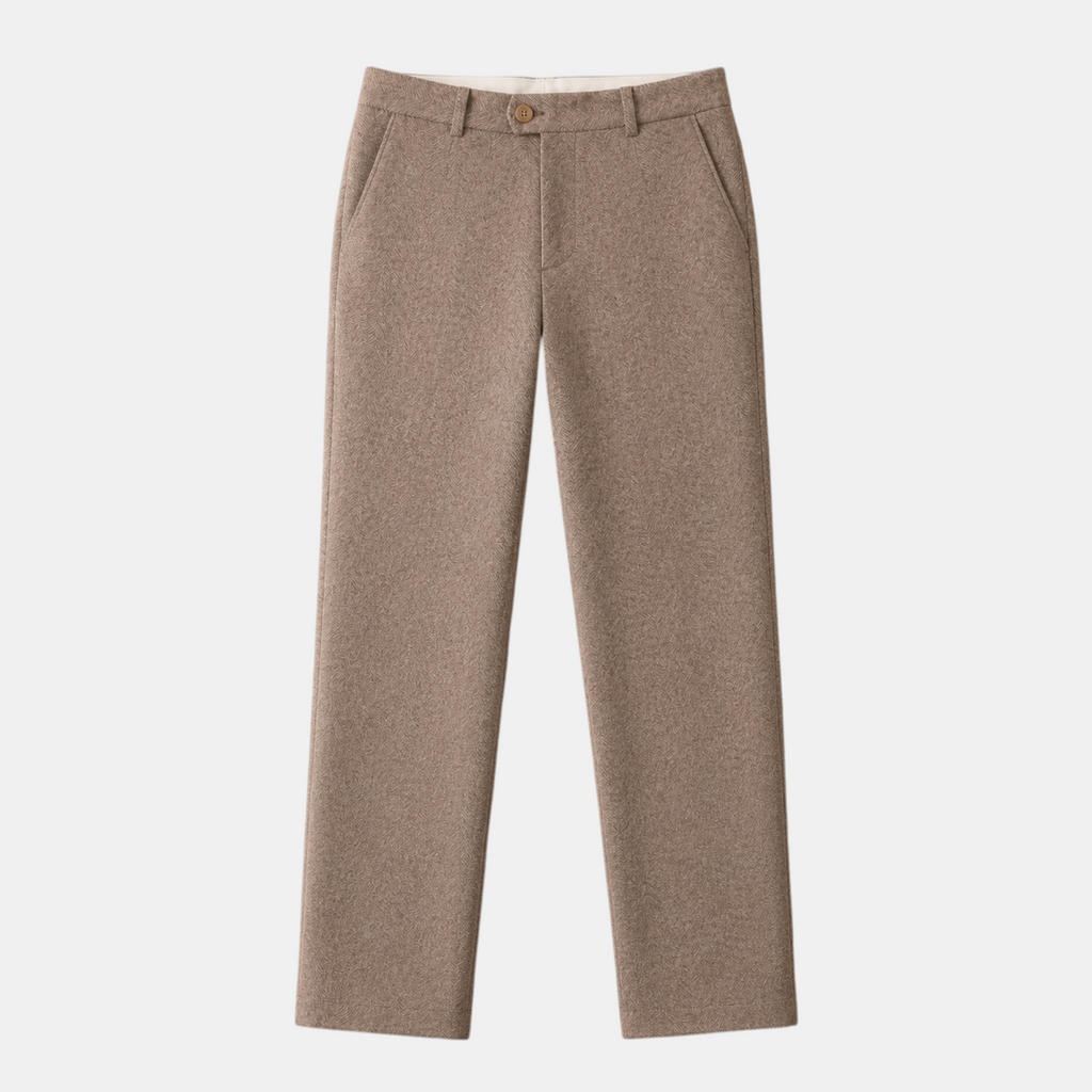 Valeniri | Women's Herringbone Wool Trousers Classic Straight Leg Pants