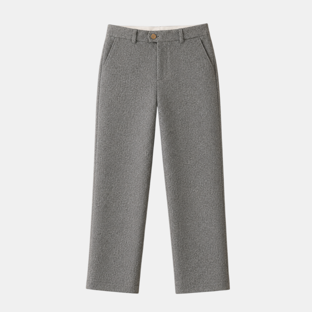 Valeniri | Women's Herringbone Wool Trousers Classic Straight Leg Pants
