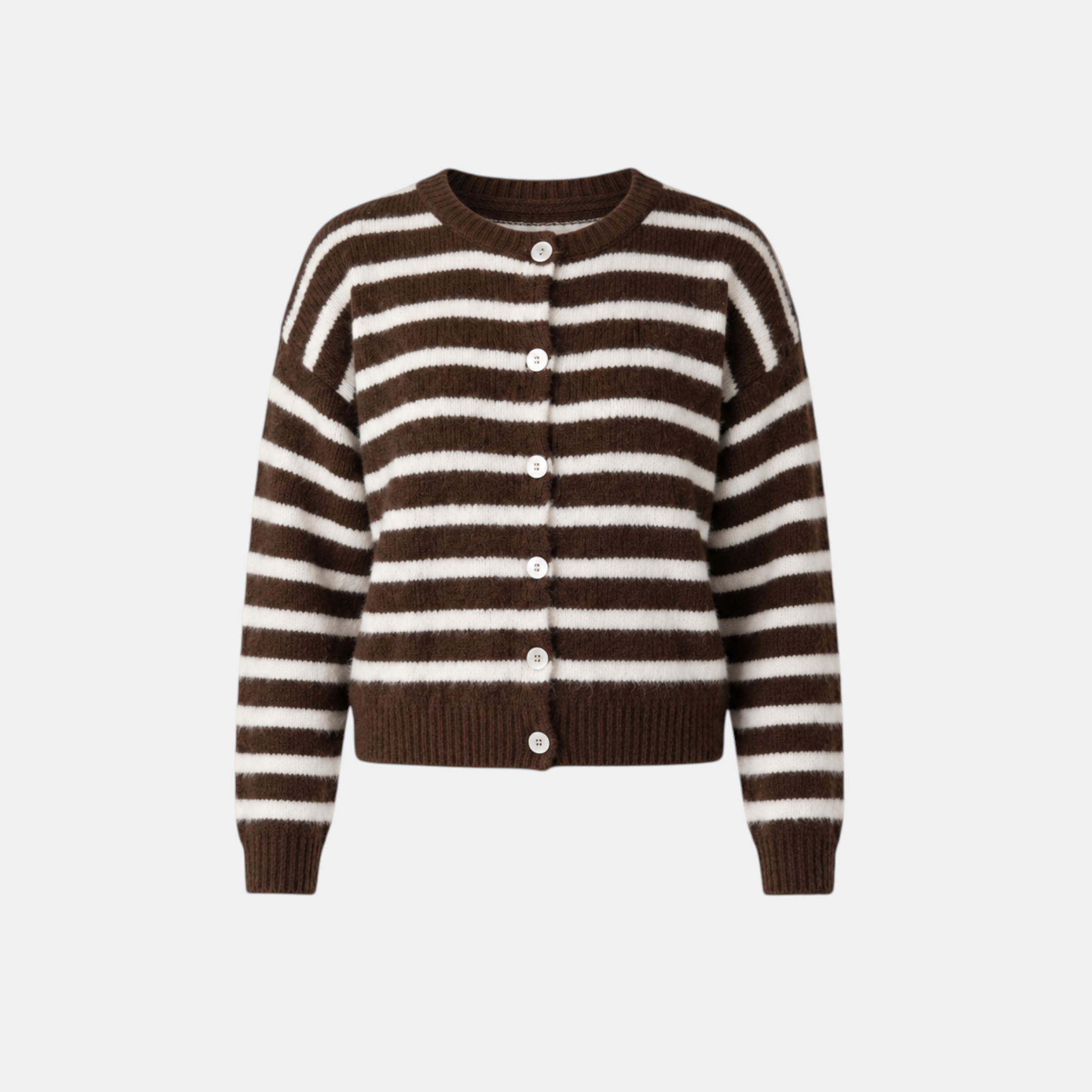 Valeniri | Women's Knit Cardigan Sweater Classic Stripe Long Sleeve