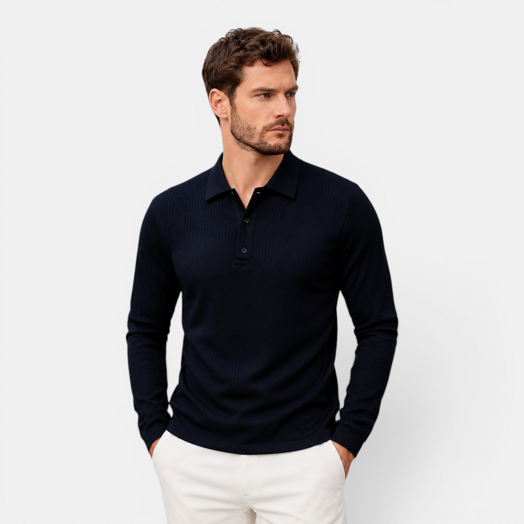 Valeniri | Men's Long Sleeve Polo Shirt – Stand Collar Casual Classic Fit