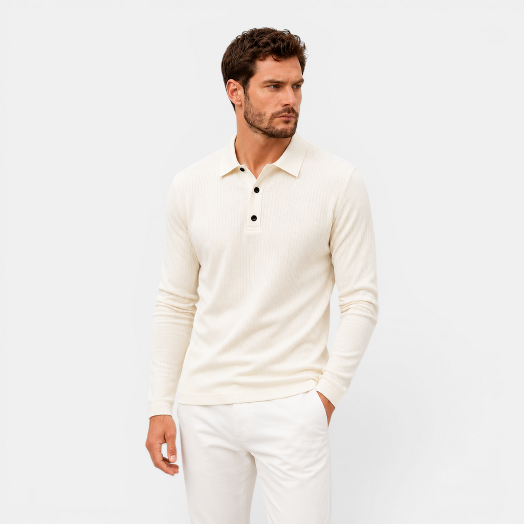 Valeniri | Men's Long Sleeve Polo Shirt – Stand Collar Casual Classic Fit
