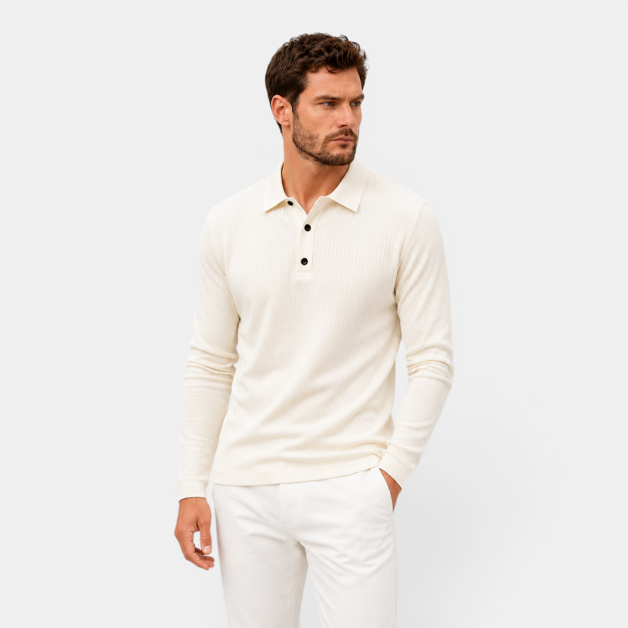 Valeniri | Men's Long Sleeve Polo Shirt – Stand Collar Casual Classic Fit