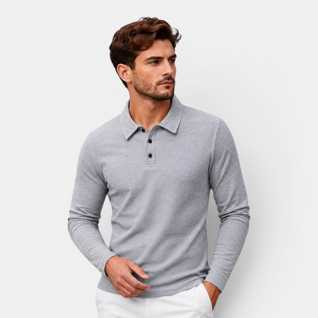 Valeniri | Men's Long Sleeve Polo Shirt – Stand Collar Casual Classic Fit