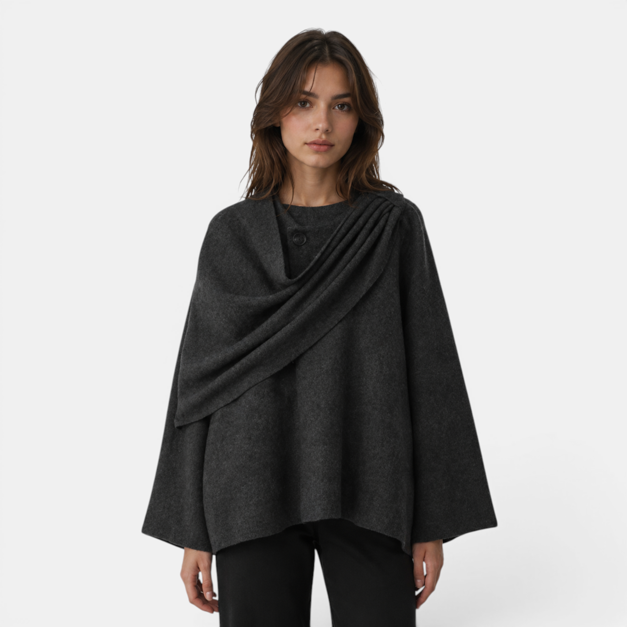 Valeniri | Women's Knit Coat with Built-In Scarf Classic Cardigan Style