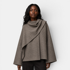 Valeniri | Women's Knit Coat with Built-In Scarf Classic Cardigan Style
