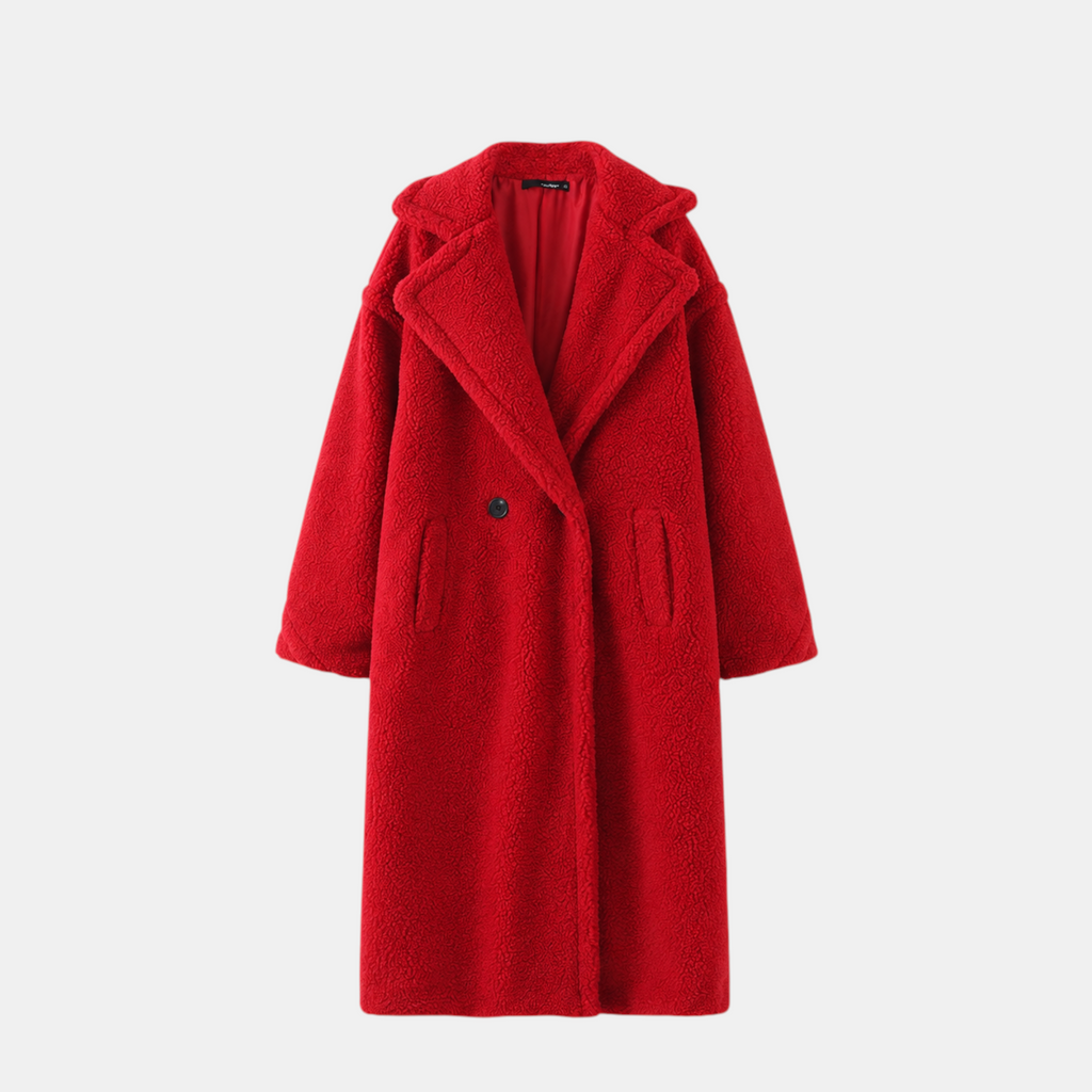 Valeniri | Women's Lamb Fur Trench Coat – Warm Mid-Length Winter Outerwear
