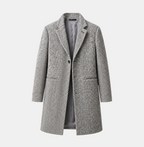Valeniri | Men's Herringbone Wool Blend Trench Coat Classic Mid Length