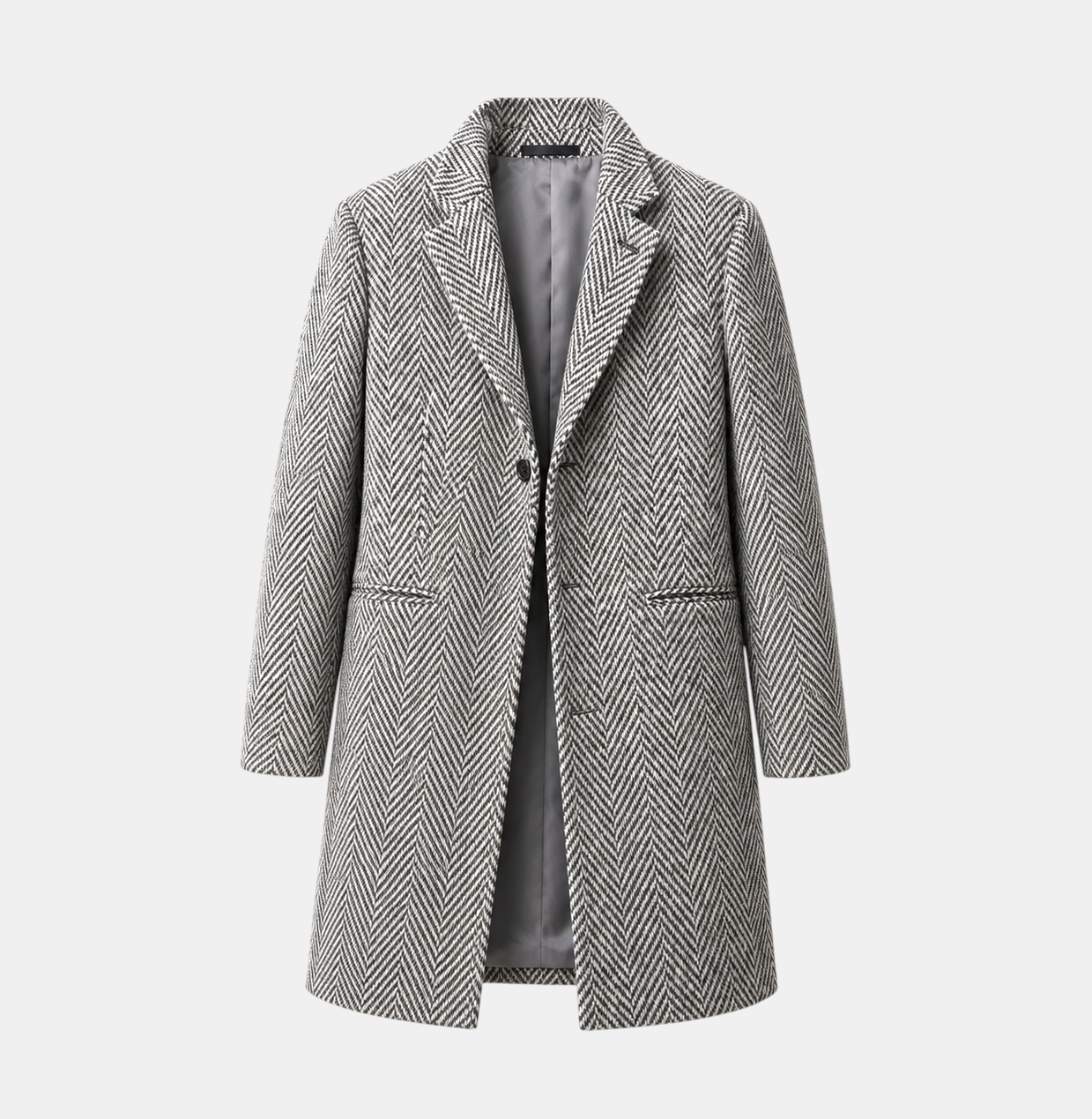 Valeniri | Men's Herringbone Wool Blend Trench Coat Classic Mid Length