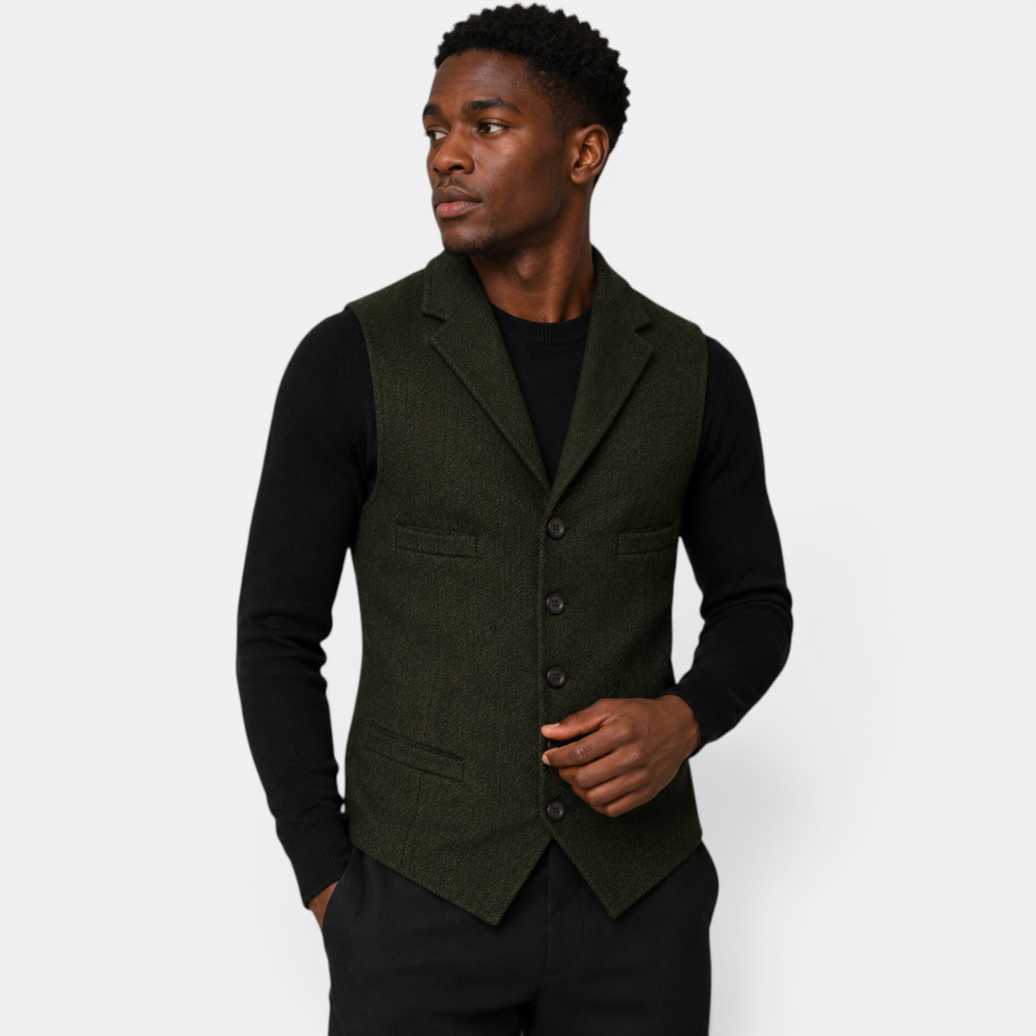 Valeniri | Men's Herringbone Vest Classic Slim Fit Formal Waistcoat