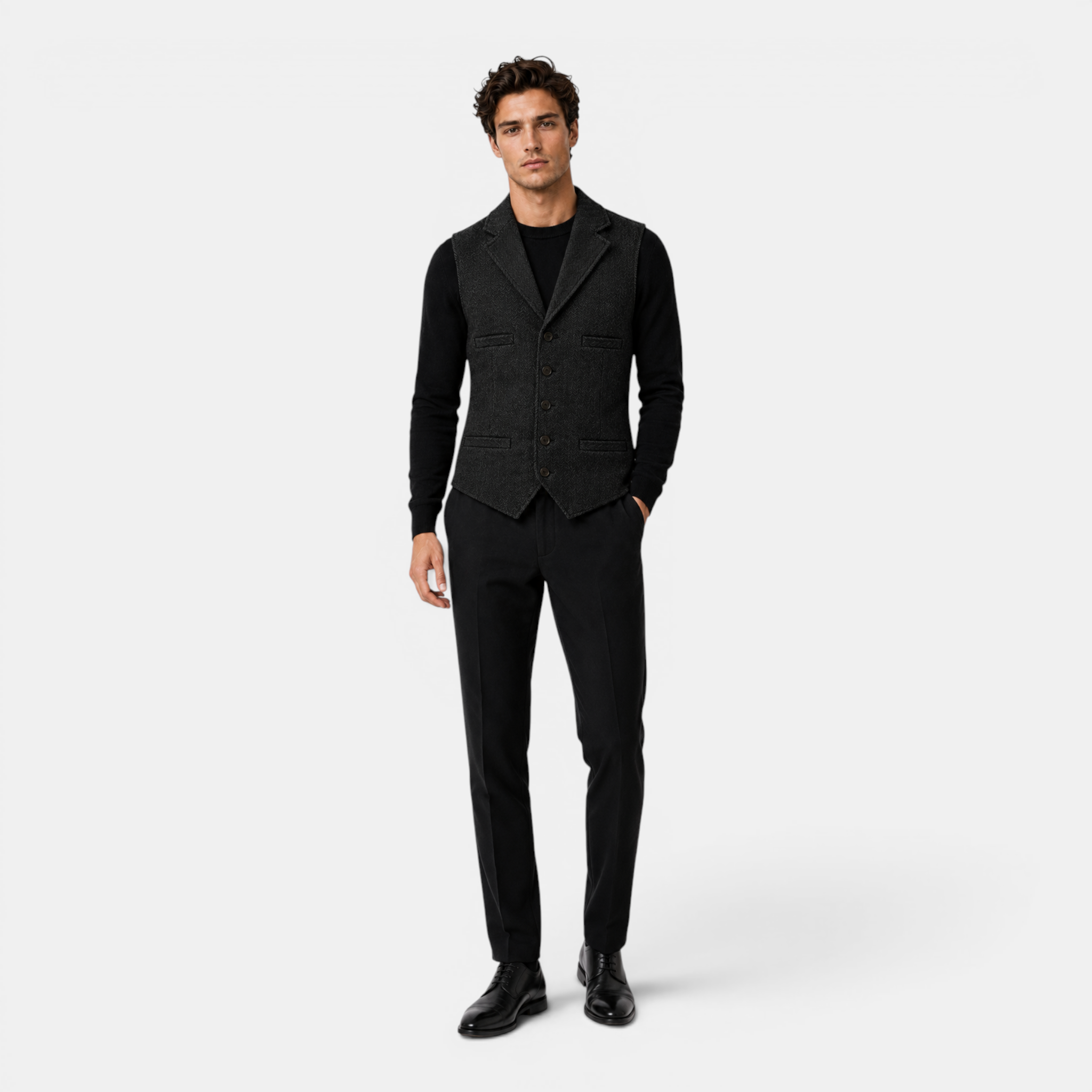 Valeniri | Men's Herringbone Vest Classic Slim Fit Formal Waistcoat