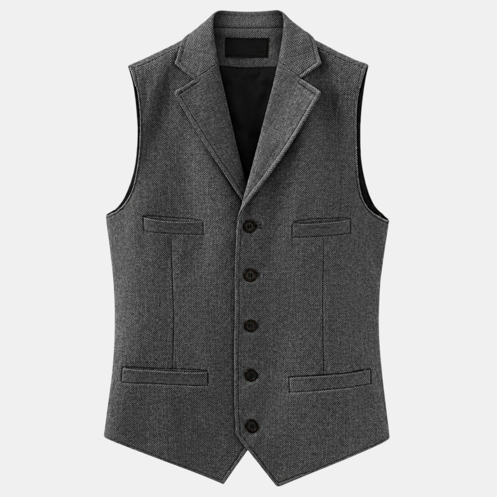 Valeniri | Men's Herringbone Vest Classic Slim Fit Formal Waistcoat