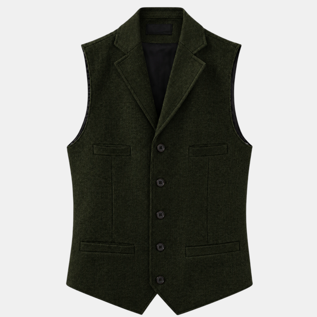 Valeniri | Men's Herringbone Vest Classic Slim Fit Formal Waistcoat