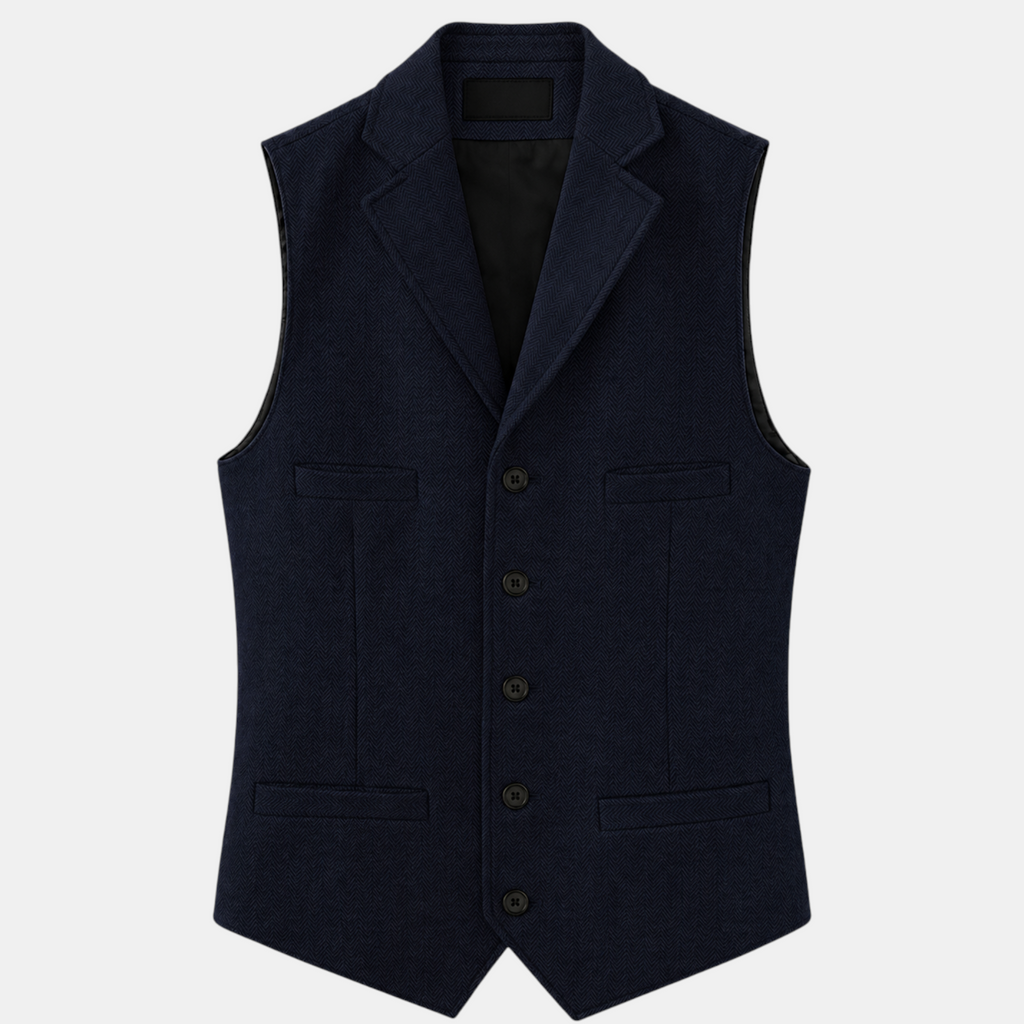 Valeniri | Men's Herringbone Vest Classic Slim Fit Formal Waistcoat