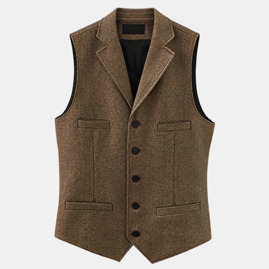 Valeniri | Men's Herringbone Vest Classic Slim Fit Formal Waistcoat
