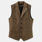 Valeniri | Men's Herringbone Vest Classic Slim Fit Formal Waistcoat