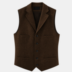 Valeniri | Men's Herringbone Vest Classic Slim Fit Formal Waistcoat