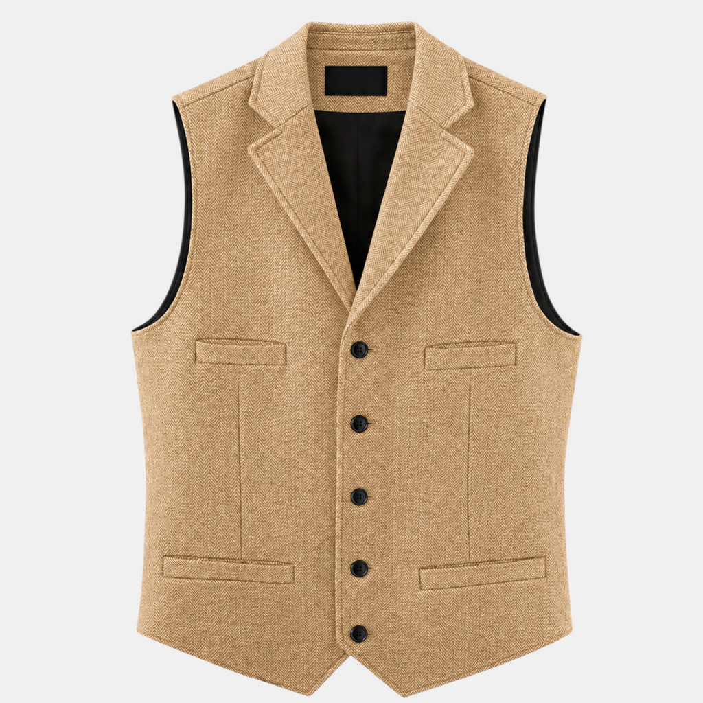 Valeniri | Men's Herringbone Vest Classic Slim Fit Formal Waistcoat