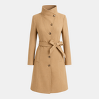 Valeniri | Women's Long Pea Coat Single Breasted Belted Jacket