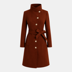 Valeniri | Women's Long Pea Coat Single Breasted Belted Jacket