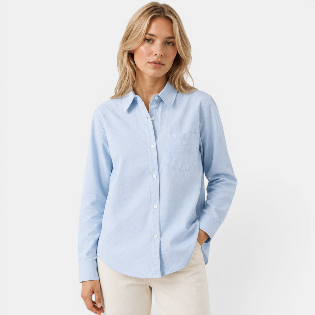 Valeniri | Women's Oxford Shirt Long Sleeve Loose Fit Cotton Blouse